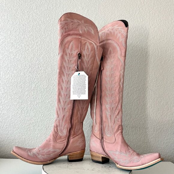 Lane LEXINGTON Over the Knee Womens Cowboy Boots 8.5 Pink Western Cowgirl Tall - Picture 11 of 16
